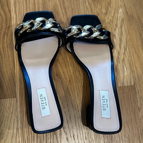 Steven By Steve Madden Shoes - STEVE MADDEN low chunky-heeled sandal with gold chain